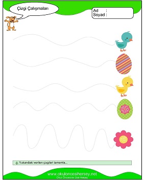 okul öncesi çizgi çalışma sayfaları